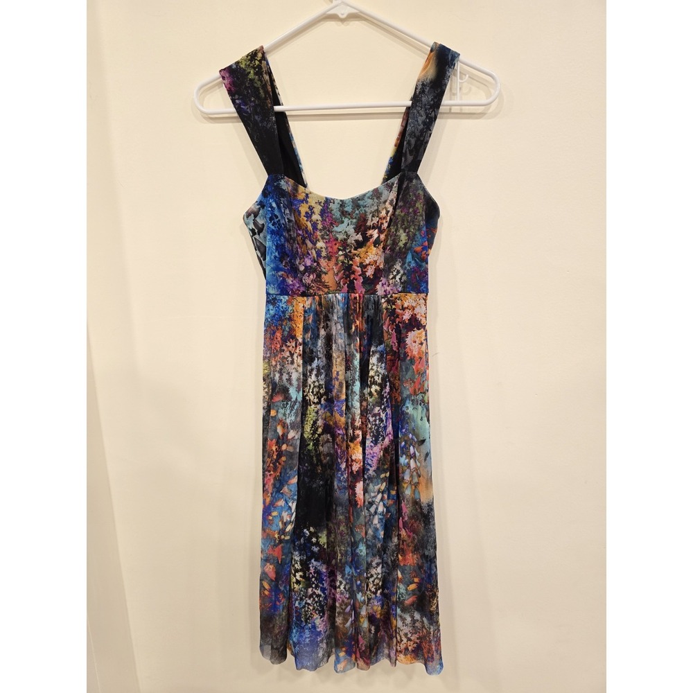 Elana Kattan Art Print Fit & Flare‎ Dress M Multicolor Botanical Made USA...